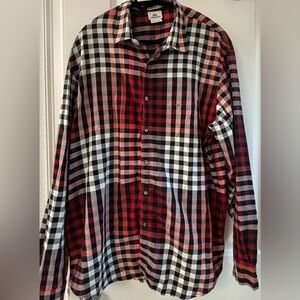 LACOSTE Men's Red & Black Collared Button Down Shirt Traditional Fit Size 44